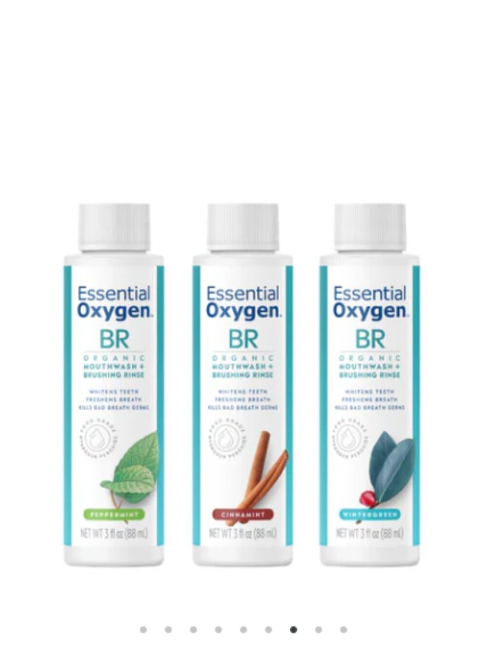 NWT Essential Oxygen Organic Mouthwash + Brushing Rinse 3 fl oz / 88 mL